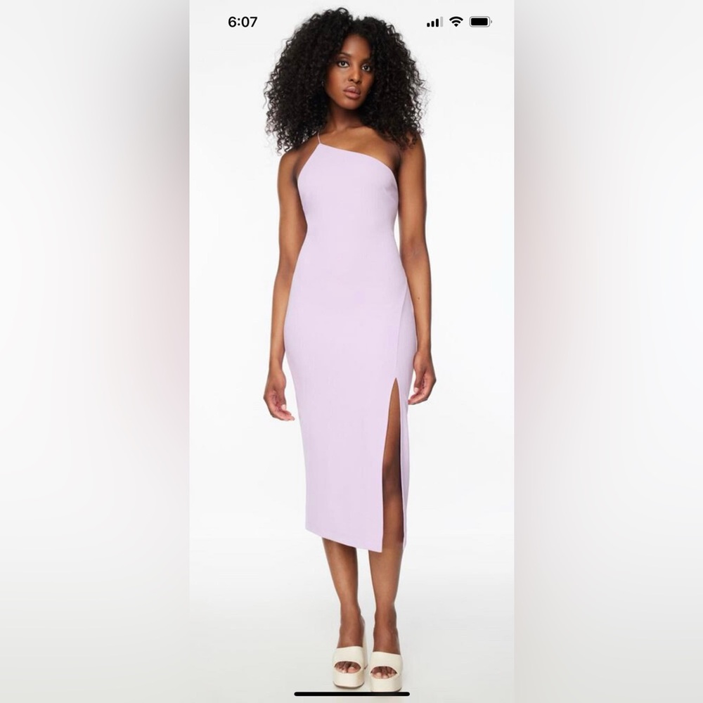 Asymmetrical Open Back Midi Dress in Lilac - XS